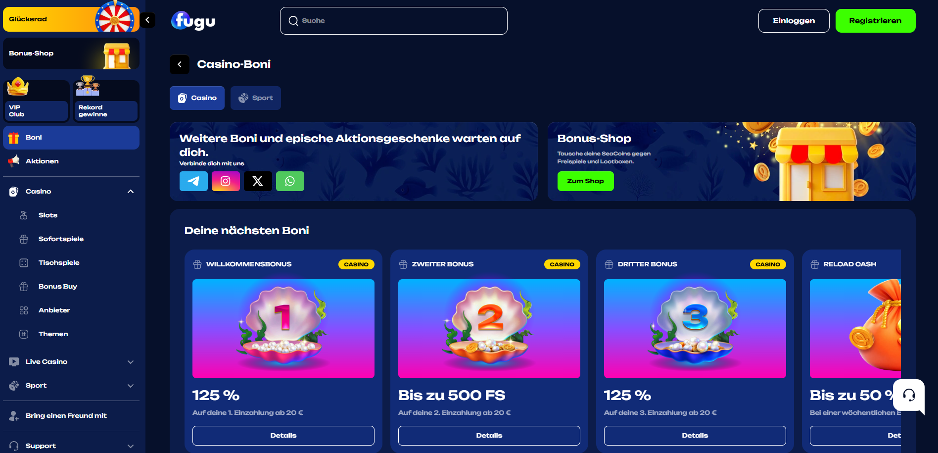 Fugu Casino Bonus – Willkommenspaket