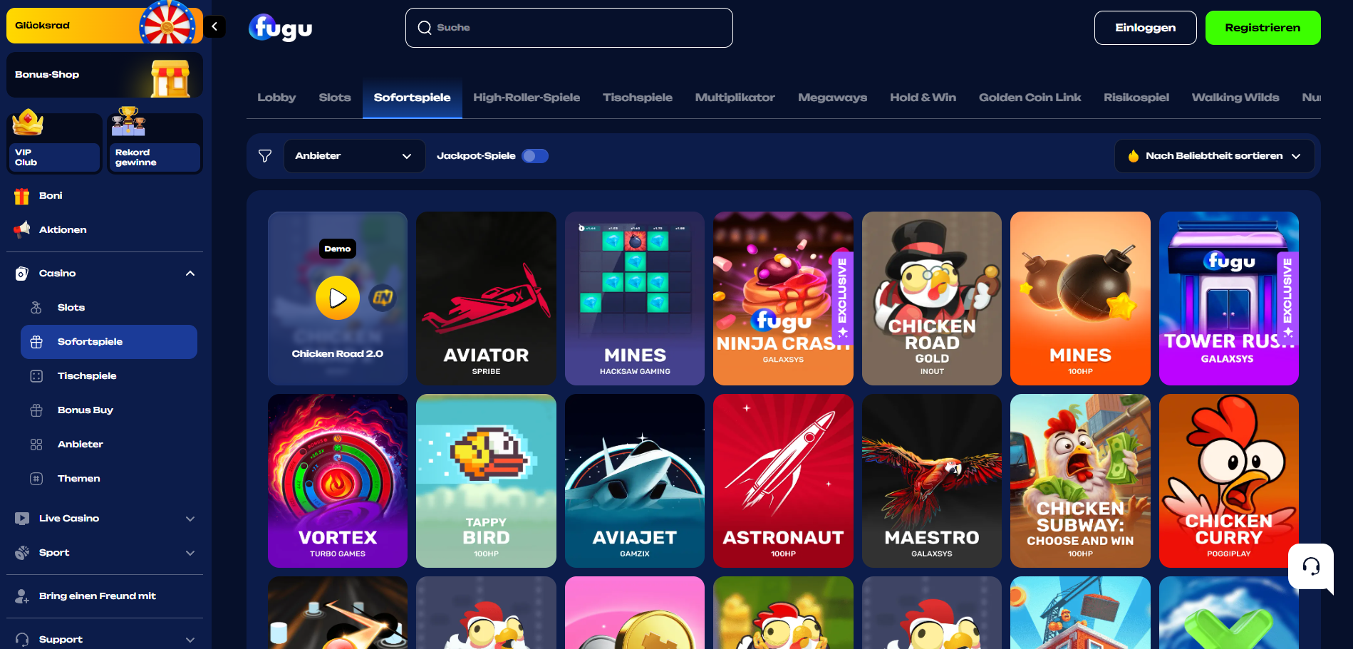 Fugu Casino online Sofortspiele